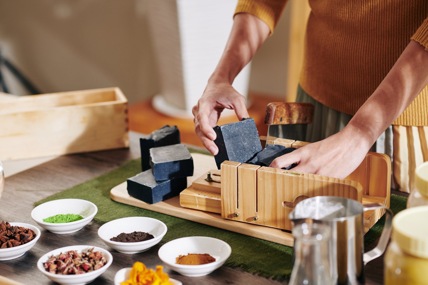 Woman Cutting Handmade Soap