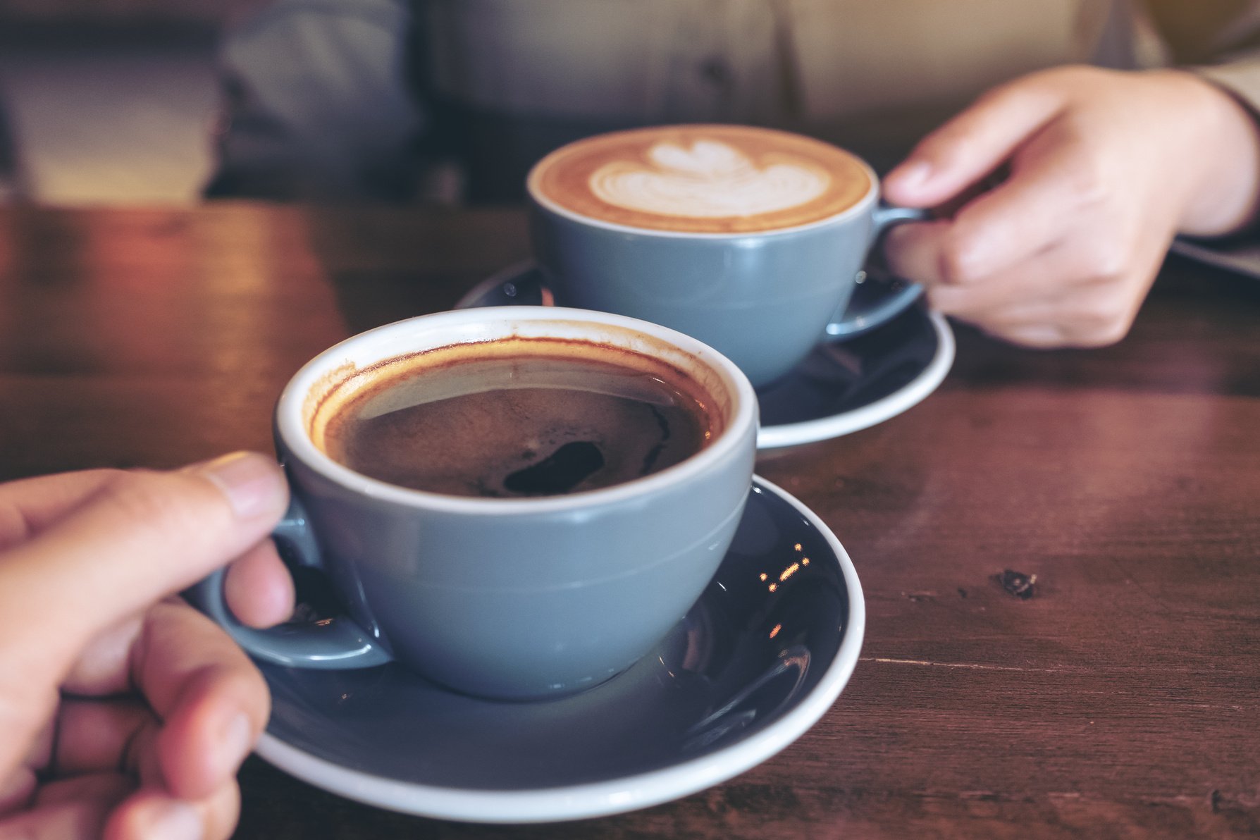 Clinking Blue Coffee Mugs 